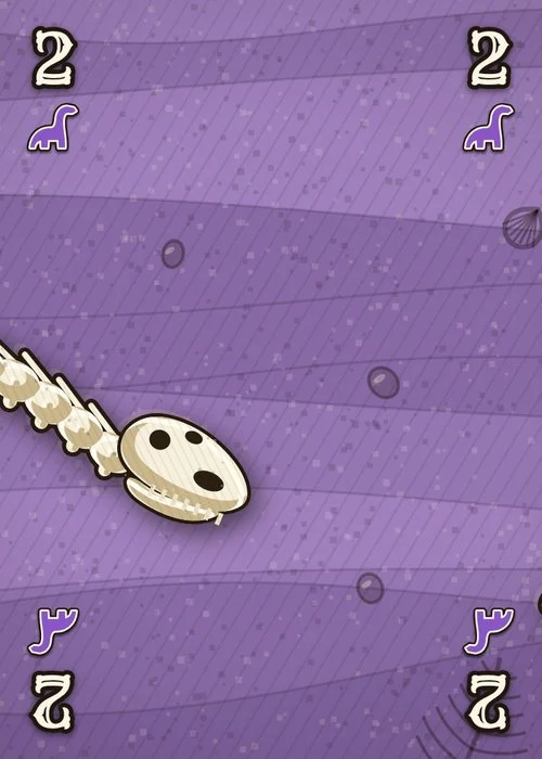 The Brontosaurus 2 card: purple shale with the small head at the top of the arched neck, a 2 and a purple long-neck symbol in each corner.