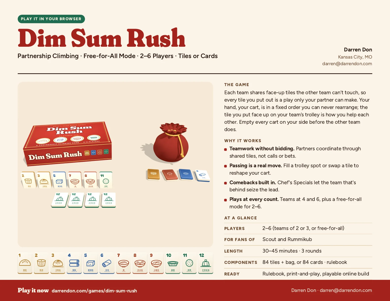 Preview of the one-page Dim Sum Rush sell sheet.