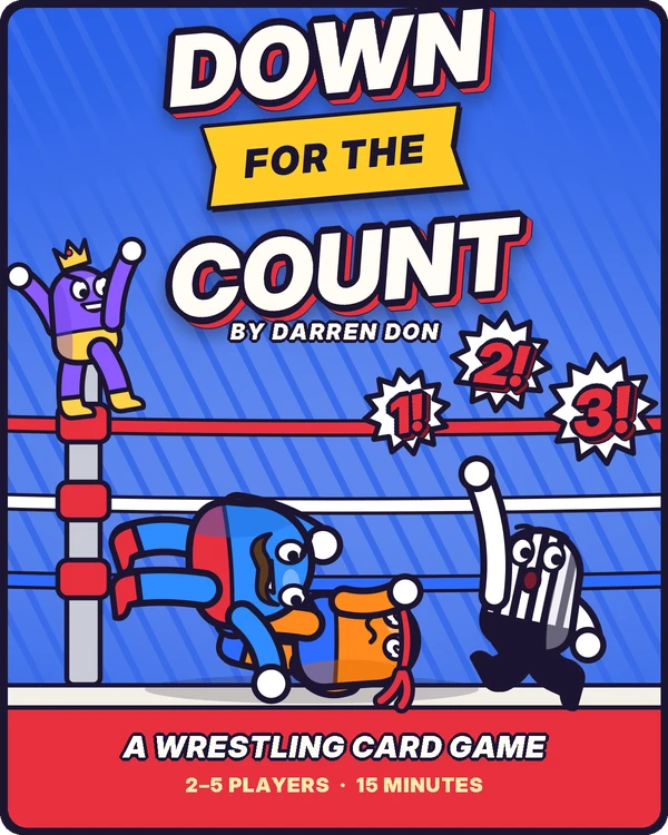 The box front: Down for the Count by Darren Don, with Big Moe pinning Rocket Ruiz while the referee counts 1, 2, 3 and the Duchess cheers from the top rope.