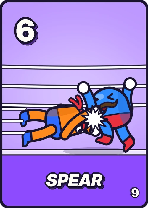 The 6 card, Spear: Rocket spears Big Moe.