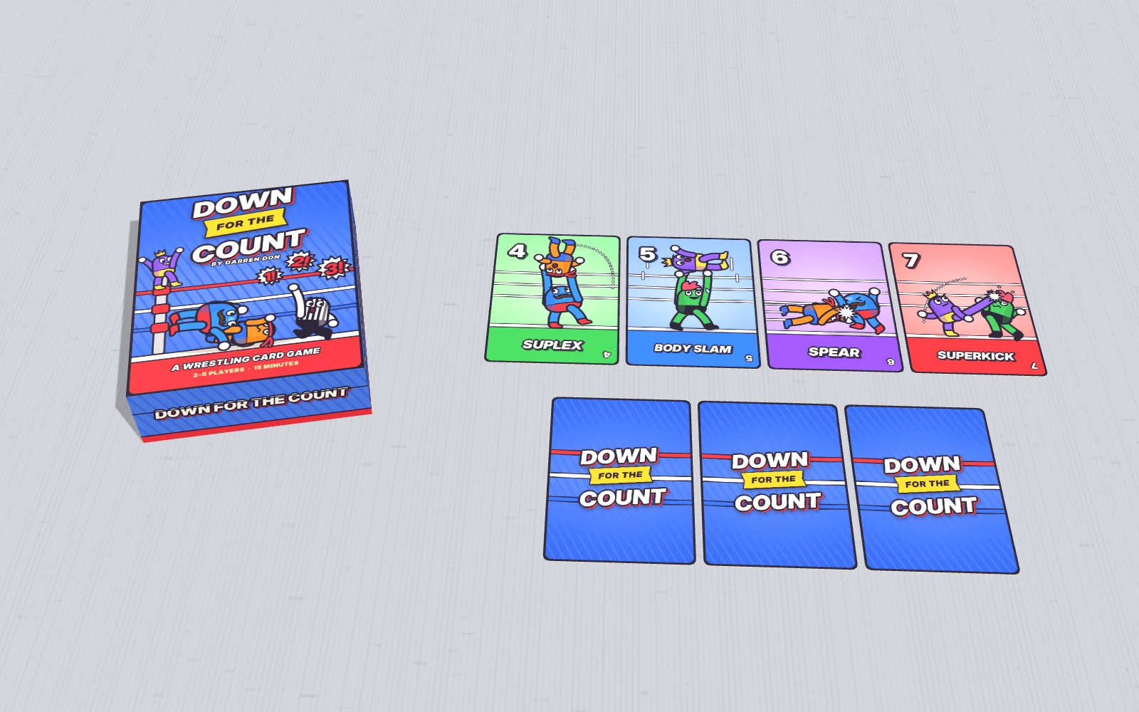 The box beside a run of four and three stamina cards.